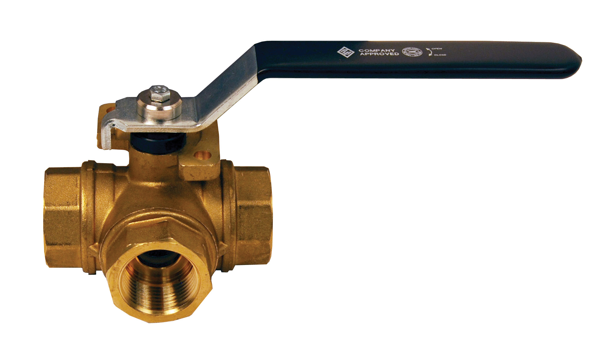 3-WAY BRASS DIVERTING BALL VALVE T FLOW
